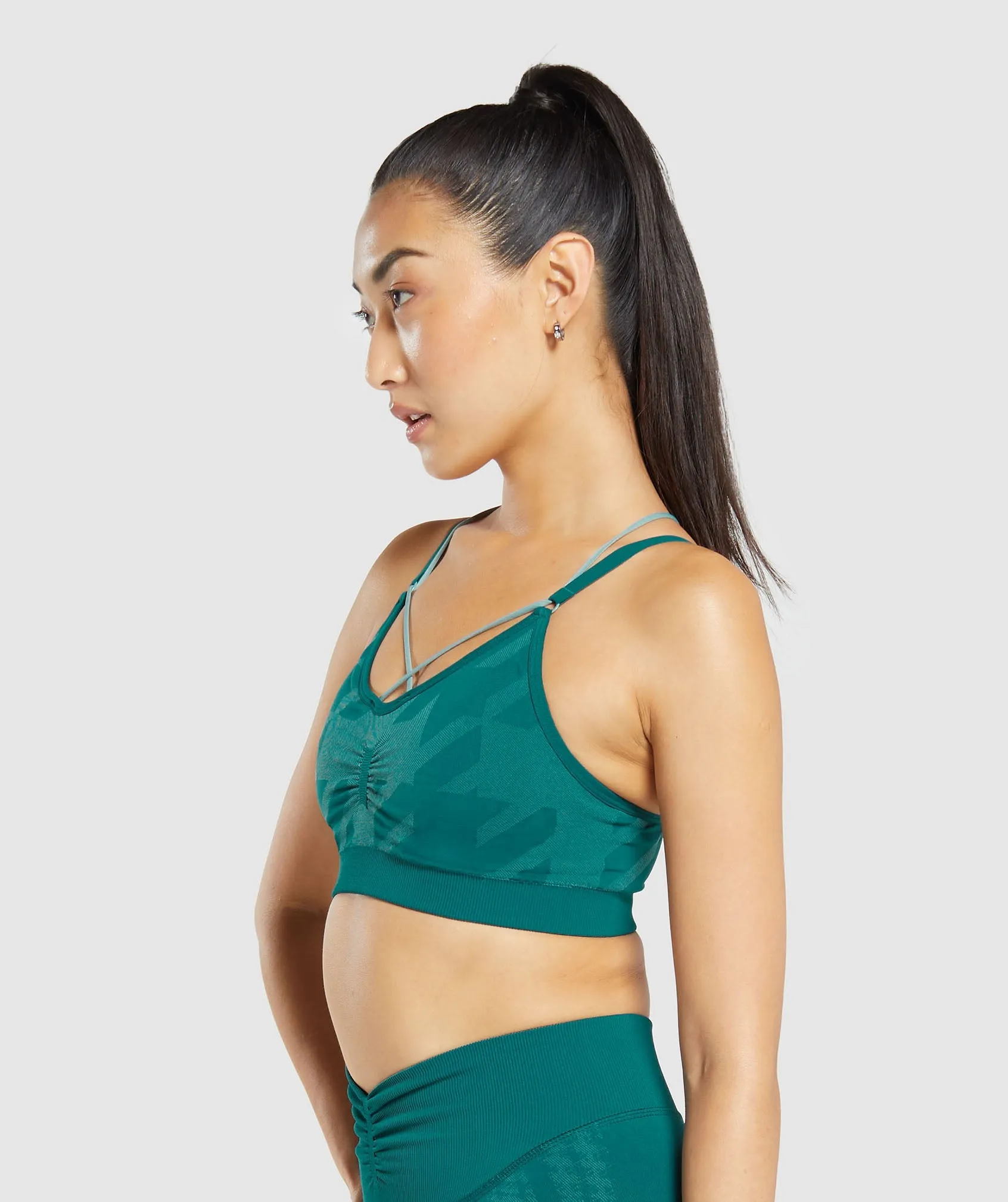 Gymshark Apex Limit Seamless Ruched Sports Bra - Deep Teal/Duck Egg Blue