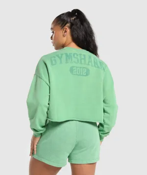 Gymshark Collegiate Shadow Washed Midi Sweatshirt - Lagoon Green