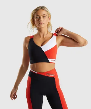 Gymshark Colour Block Sports Bra - Black/Red/White