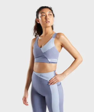 Gymshark Colour Block Sports Bra - Steel Blue Tones