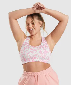 Gymshark Essential Racer Back Sports Bra - Pink Print