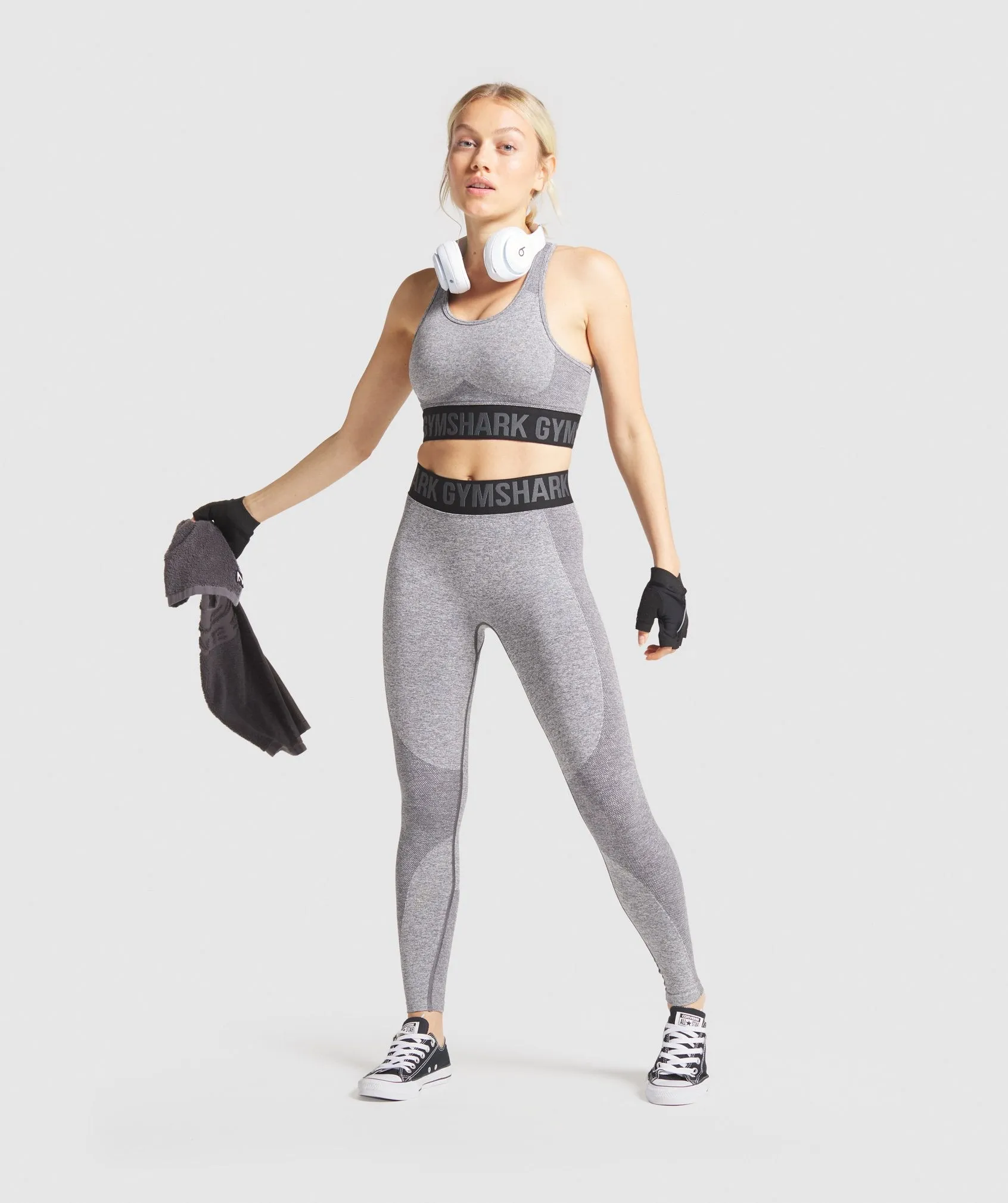 Gymshark Flex Sports Bra - Charcoal Marl/Black