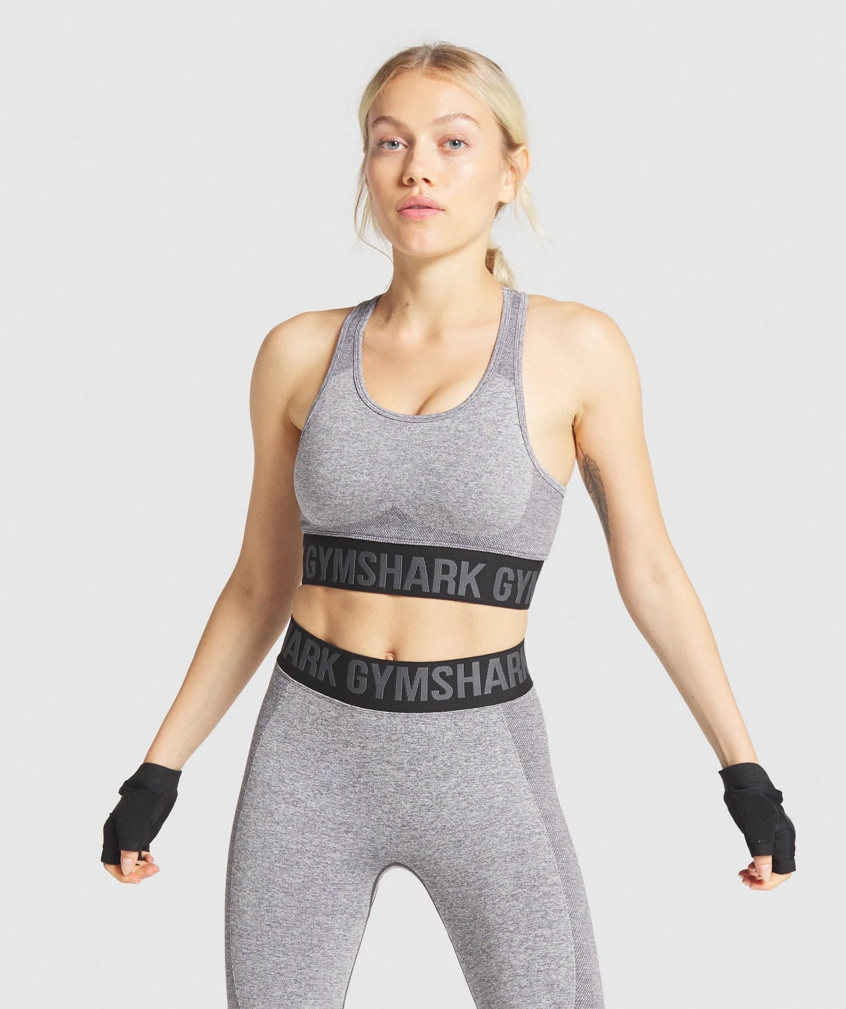 Gymshark Flex Sports Bra - Charcoal Marl/Black