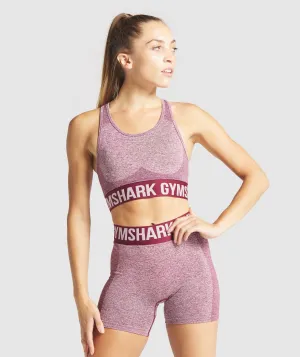 Gymshark Flex Sports Bra - Claret Marl/Pink