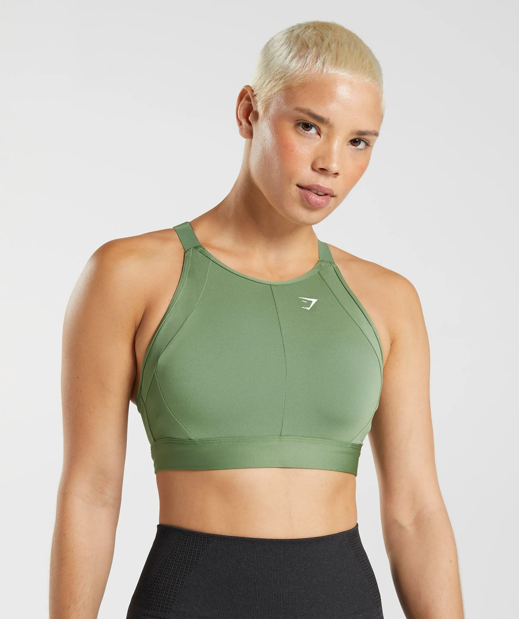 Gymshark High Neck High Support Sports Bra, B/C-E/F - Iguana Green