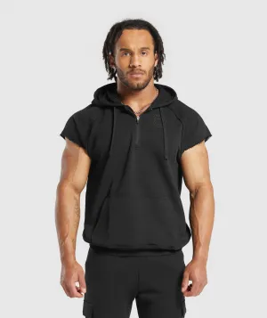 Gymshark Legacy 1/4 Zip Cap Sleeve Hoodie - Black