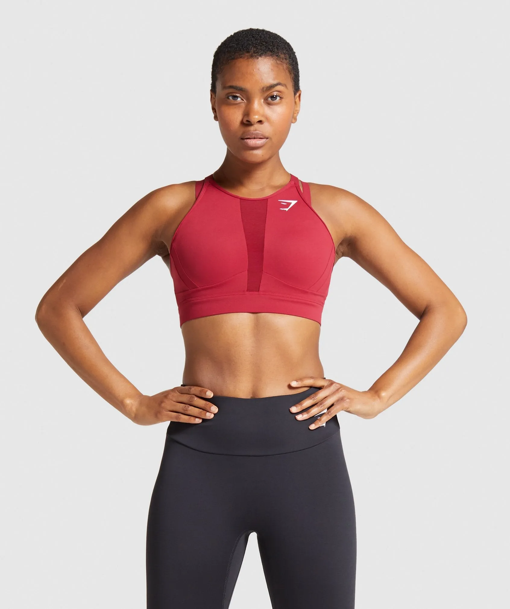 Gymshark Mesh Neckline Training Sports Bra - Burgundy