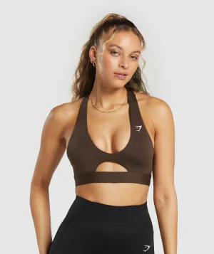 Gymshark Peek A Boo Sports Bra - Archive Brown