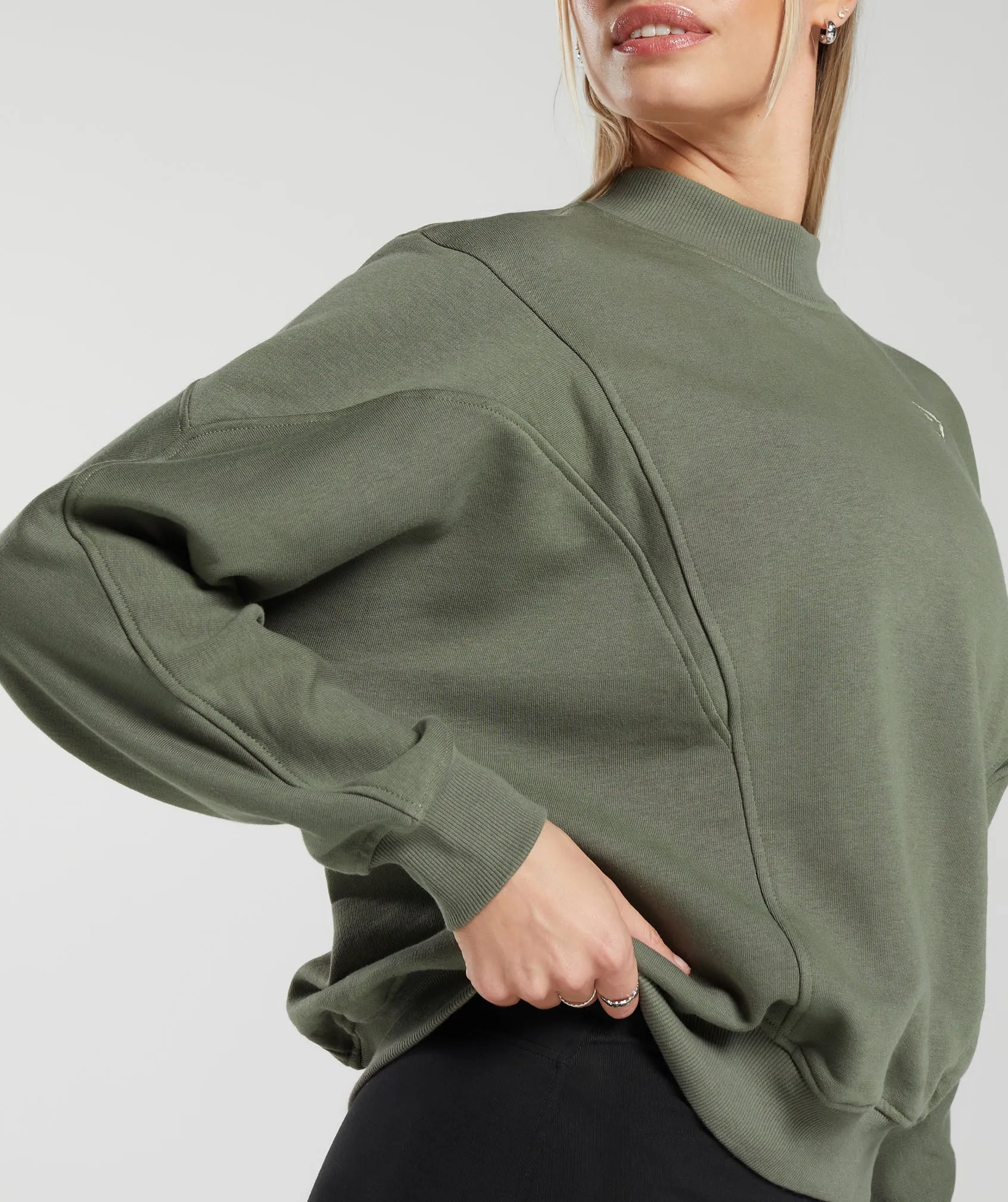 Gymshark Rest Day Cotton Contour Pullover - Base Green