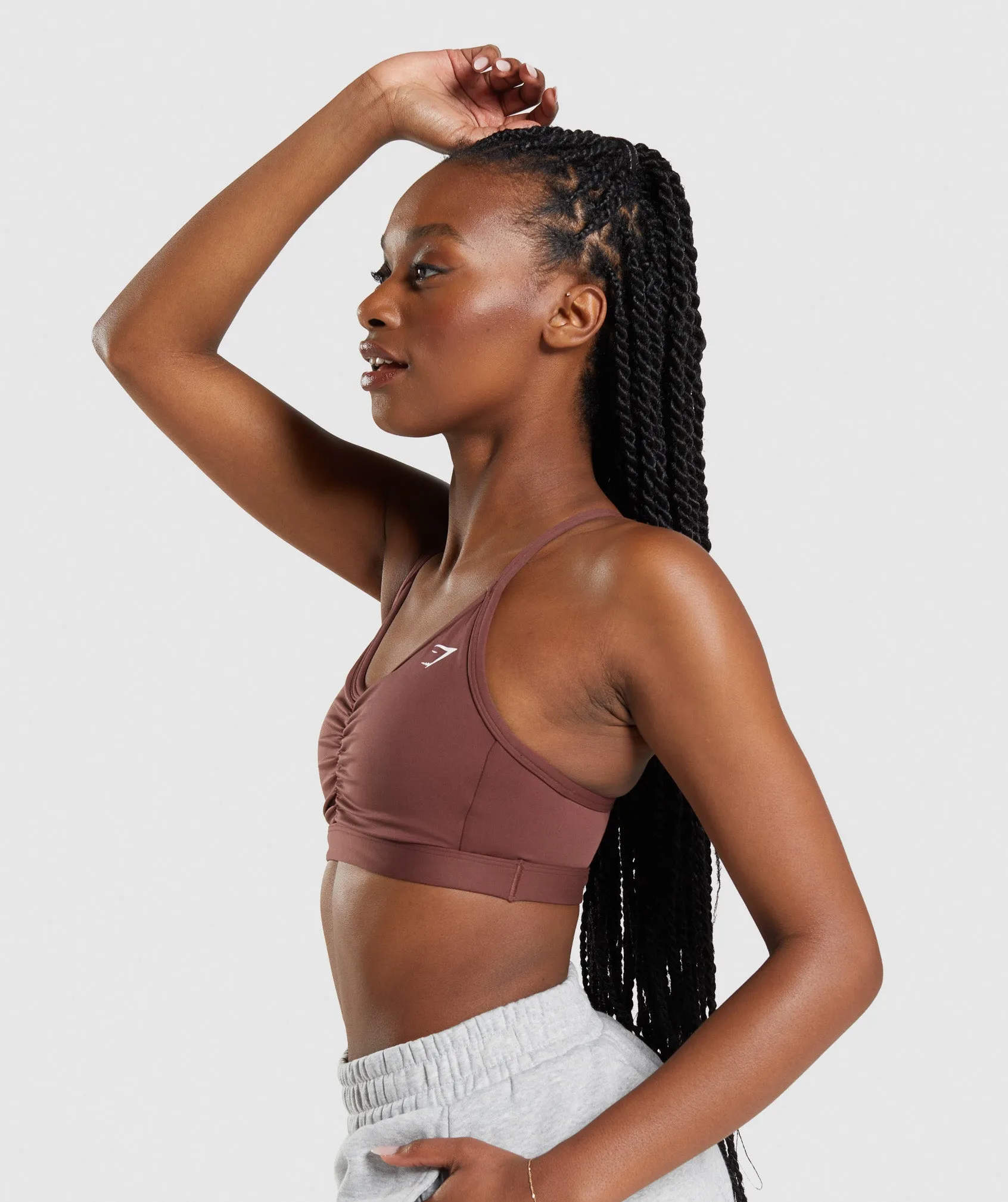 Gymshark Ruched Sports Bra - Cherry Brown