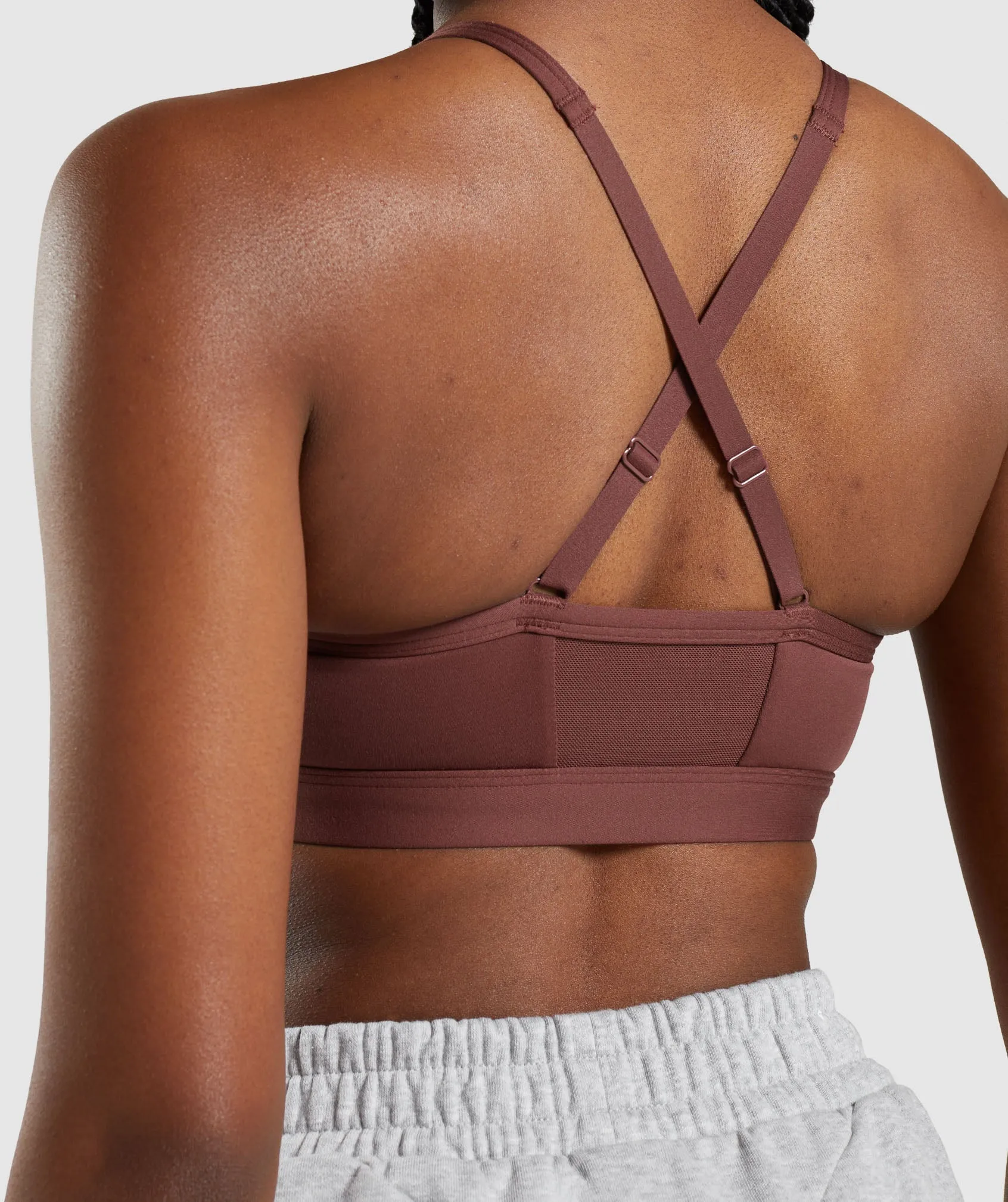 Gymshark Ruched Sports Bra - Cherry Brown