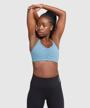 Gymshark Ruched Training Sports Bra - Blue Stone