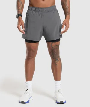 Gymshark Sport 5" 2 In 1 Shorts - Silhouette Grey/Black