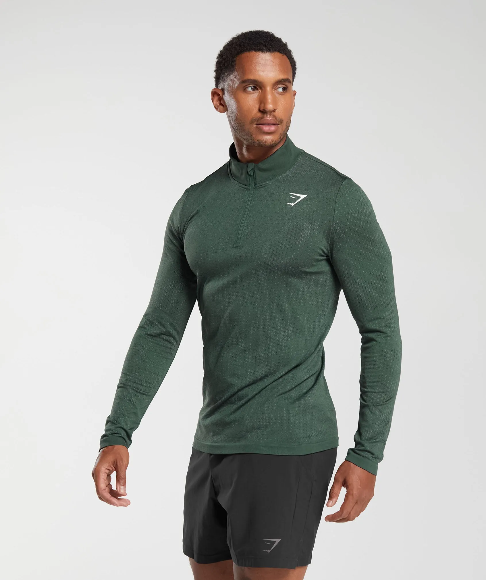 Gymshark Sport Seamless 1/4 Zip - Fog Green/Black