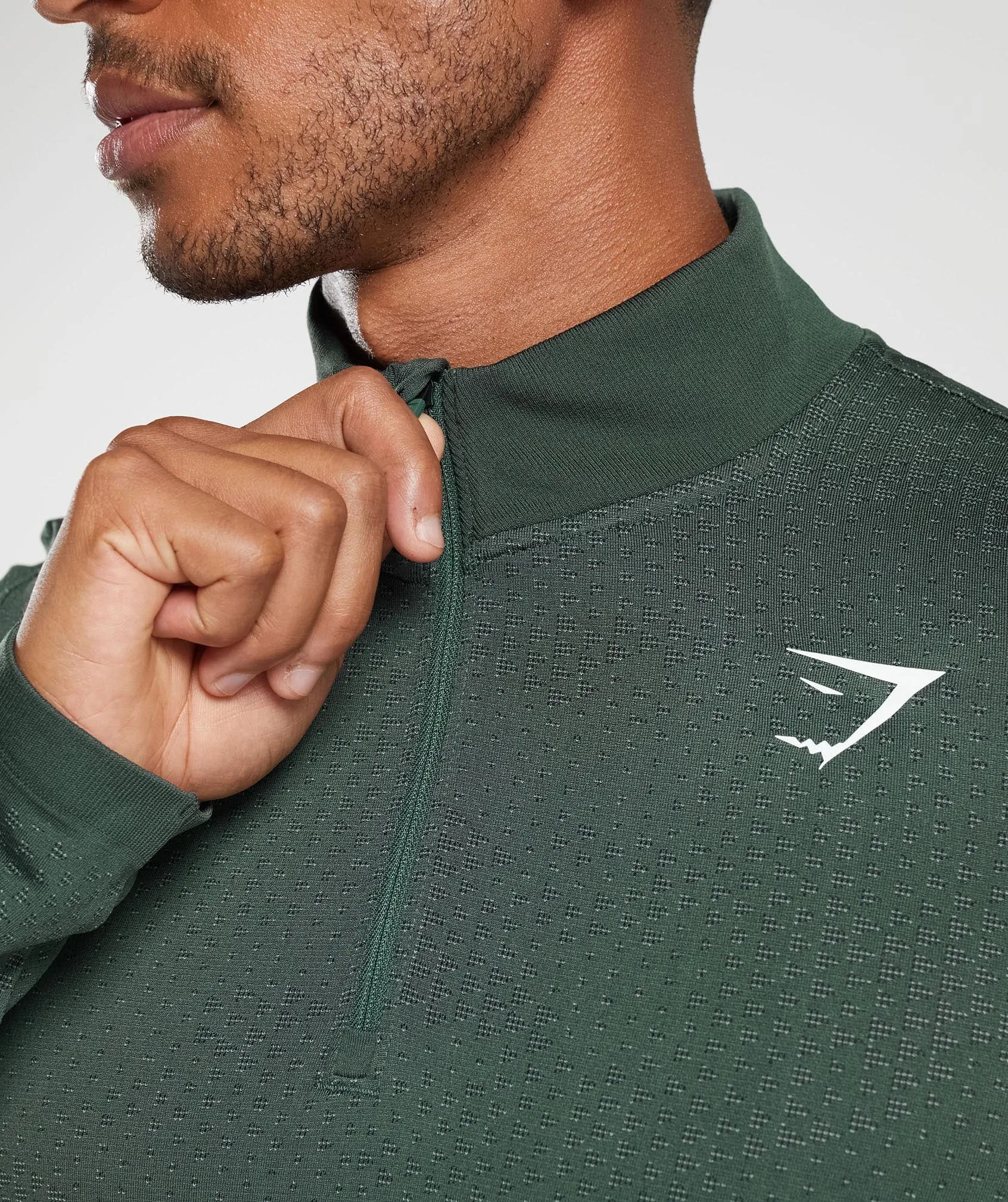 Gymshark Sport Seamless 1/4 Zip - Fog Green/Black