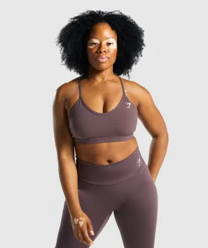 Gymshark V Neck Sports Bra - Brown