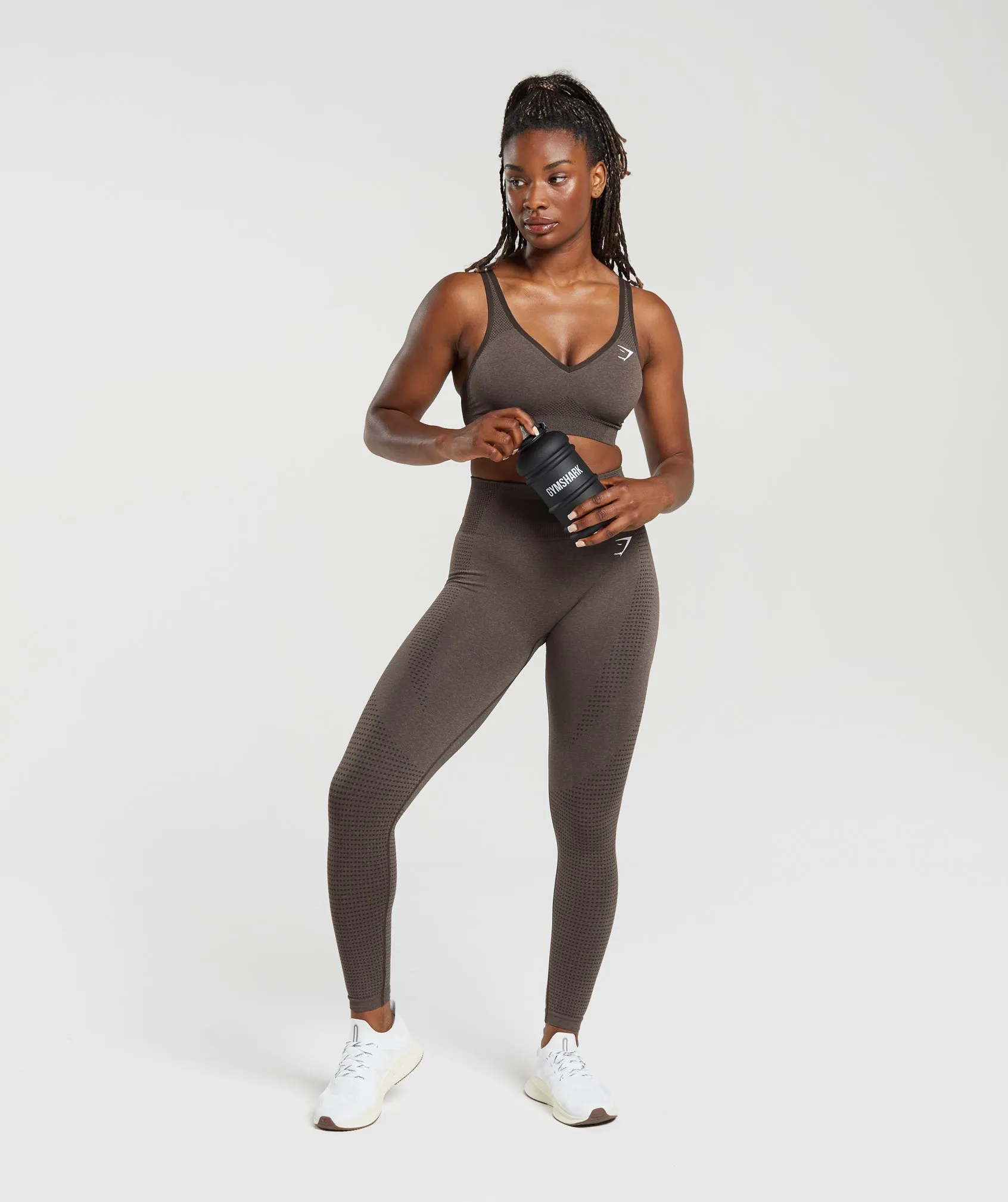 Gymshark Vital Seamless 2.0 V Neck Sports Bra - Brown Marl