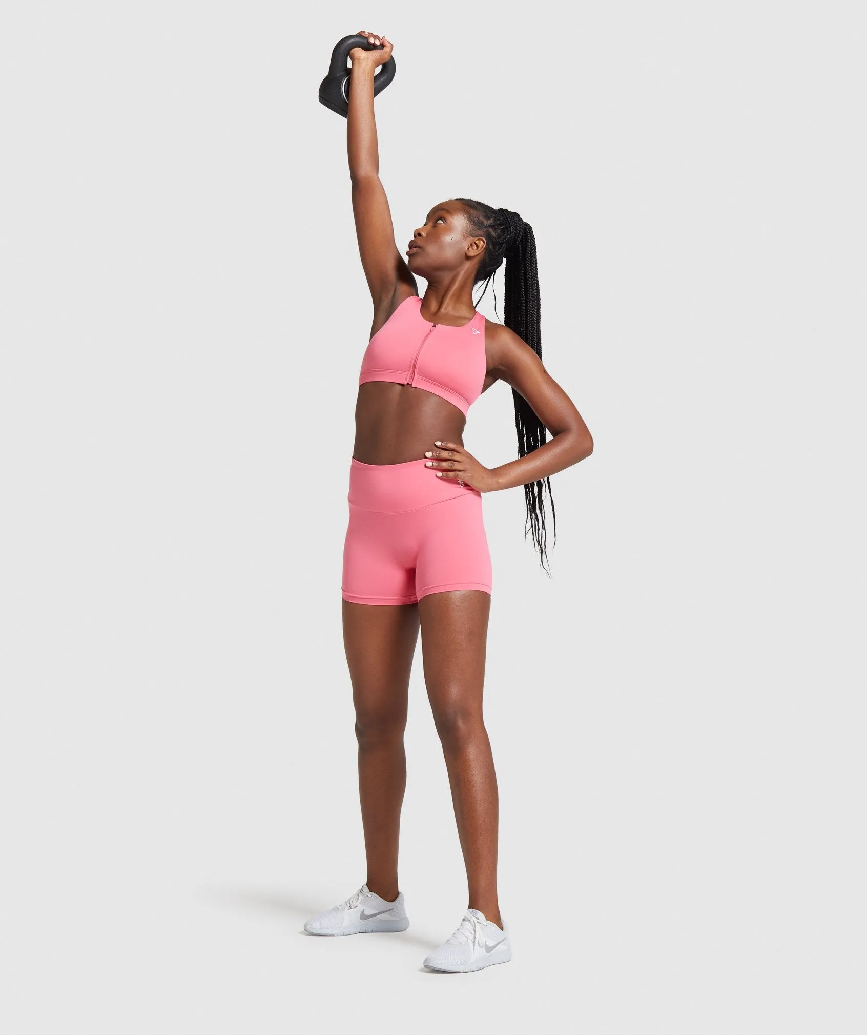 Gymshark Zip Up Training Sports Bra - Pink