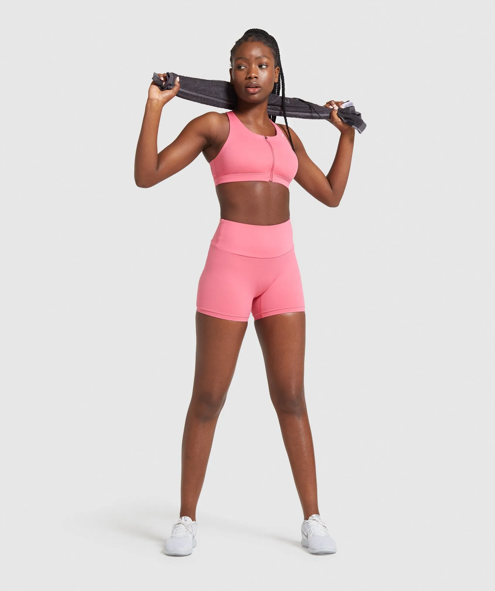 Gymshark Zip Up Training Sports Bra - Pink