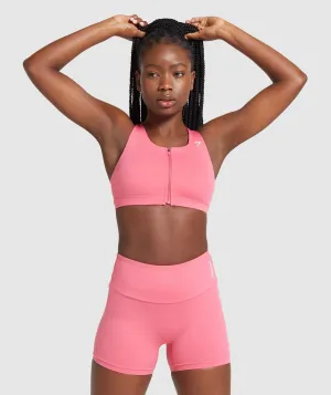 Gymshark Zip Up Training Sports Bra - Pink