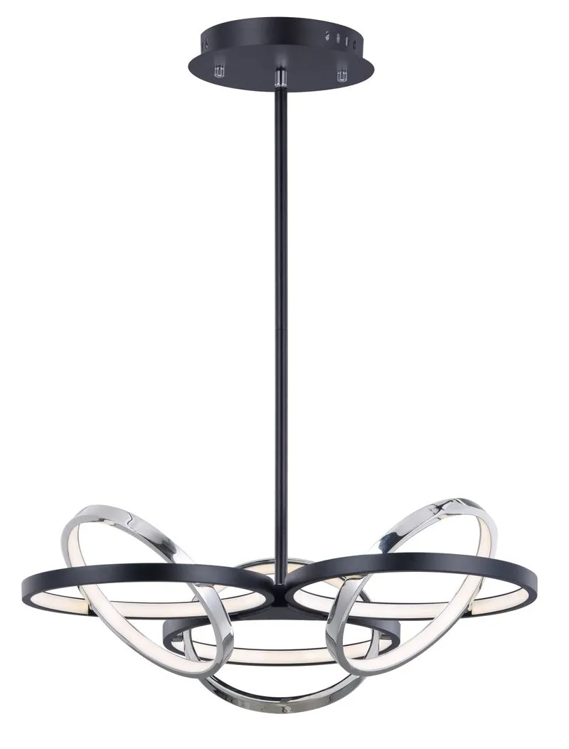 Gyro II 26" 6 Light Single Pendant in Black and Polished Chrome