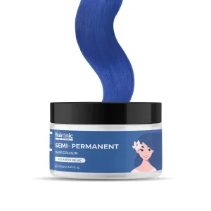 Haironic Atlantic Blue Semi-Permanent Hair Colour|Enriched with Moroccan Argan oil, Silk Protein and Keratin Protein |Temporary Grey Hair Colour| Easy Home Application, Perfect for Women & Men- 100gm