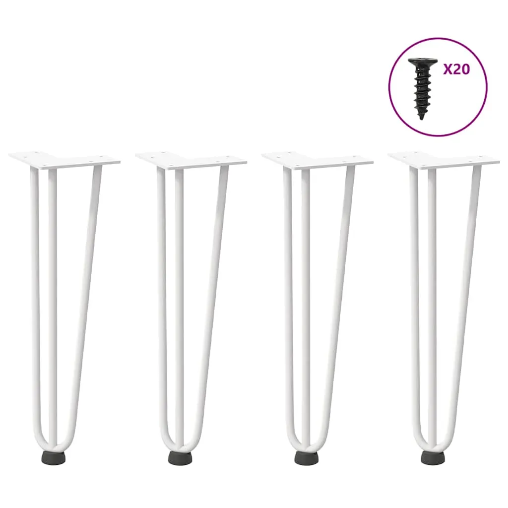 Hairpin Table Legs 4 pcs White 42 cm Solid Steel