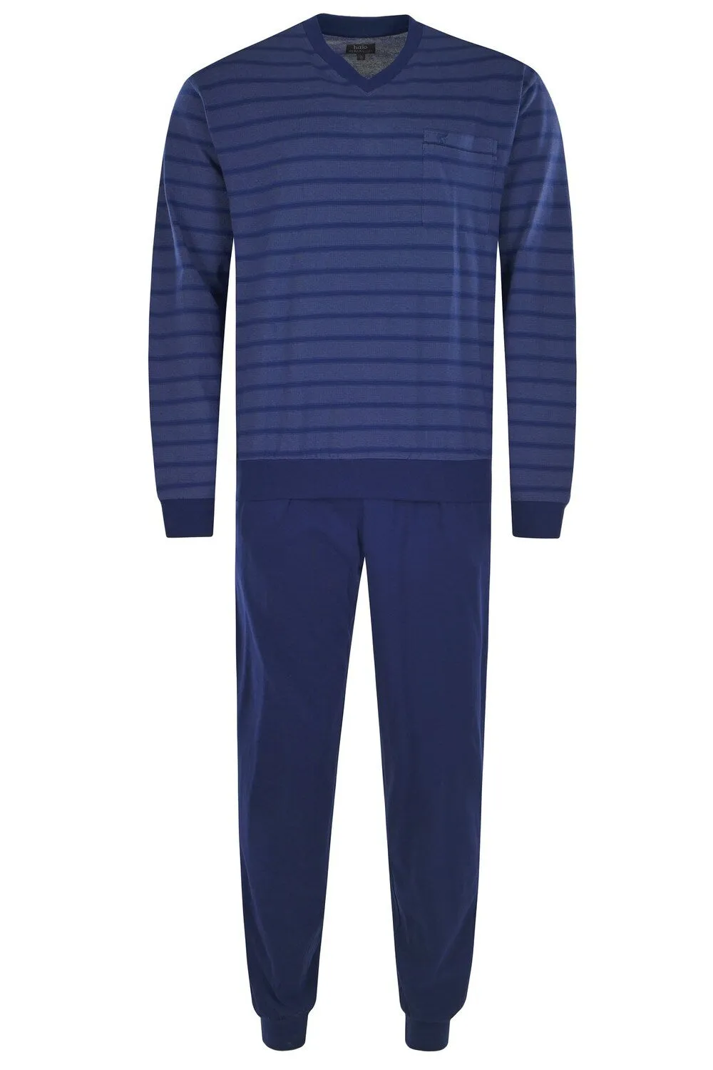 Hajo long pajamas, blue/dark blue