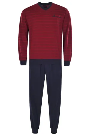 Hajo long pajamas, navy/red/hot red