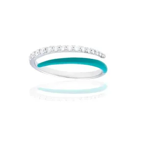 Half Diamonds Half Enamel Wrap Around Ring