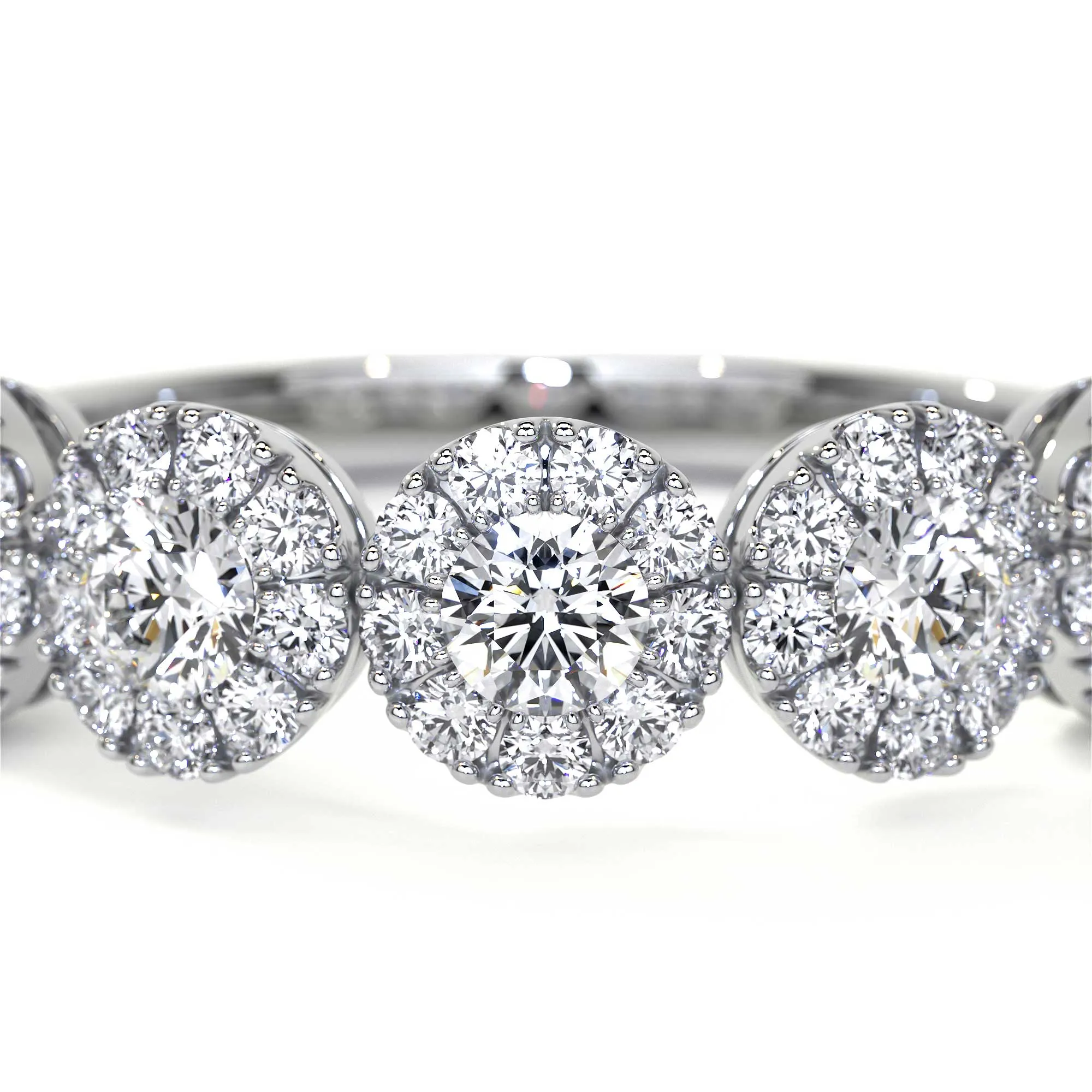 Half Eternity Diamond Ring With Round Halo, 1 CT