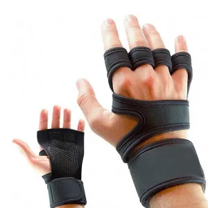 Half-Finger Sports Gloves Non-Slip Silicone Fitness Equipment Gloves Sports Compression Wristbands, Specification: S（Black）