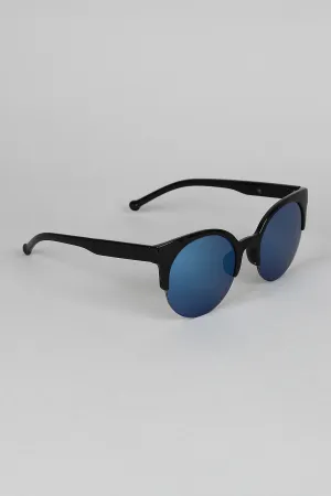 Half-Framed Round Sunglasses