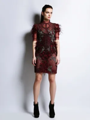 Half Sleeve Embroidered Short Dress Georgina