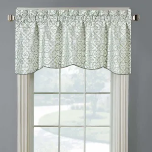 Halifax Scalloped Decorative Rope Embroidered Lined Valance 52"Wx19"L (Single)