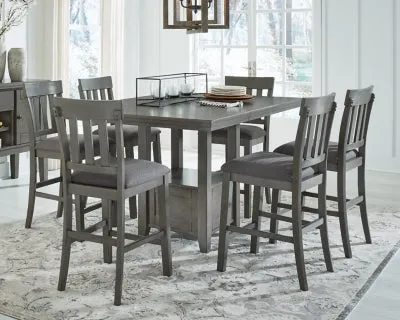 Hallanden Counter Height Dining Table and 6 Barstools with Storage