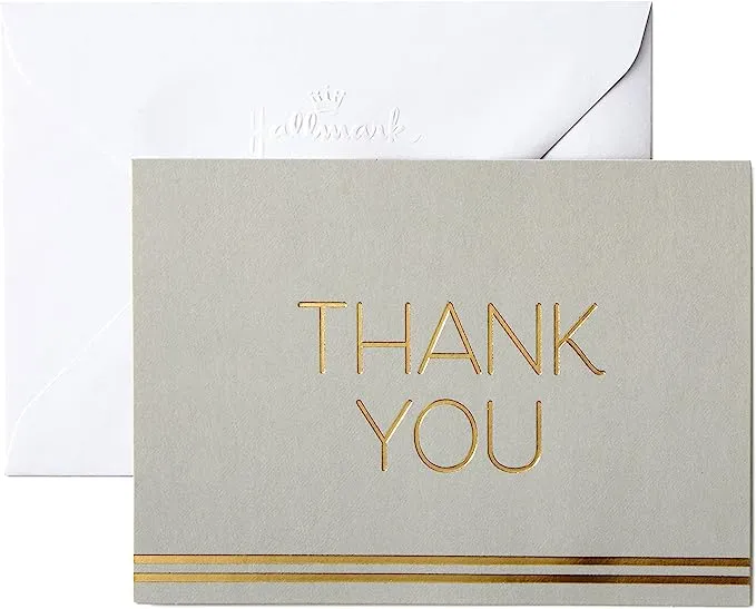 Hallmark Boxed Thank You Cards Assortment, Classic Gold Foil (Four Assorted Designs, 40 Cards with Envelopes)