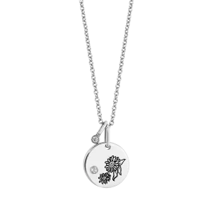 Hallmark Fine Jewelry April Flower of the Month Pendant in Sterling Silver with White Topaz and Diamond Accent