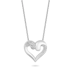 Hallmark Fine Jewelry Sparkling Heart Pendant in Sterling Silver with 1/8 Cttw of Diamonds