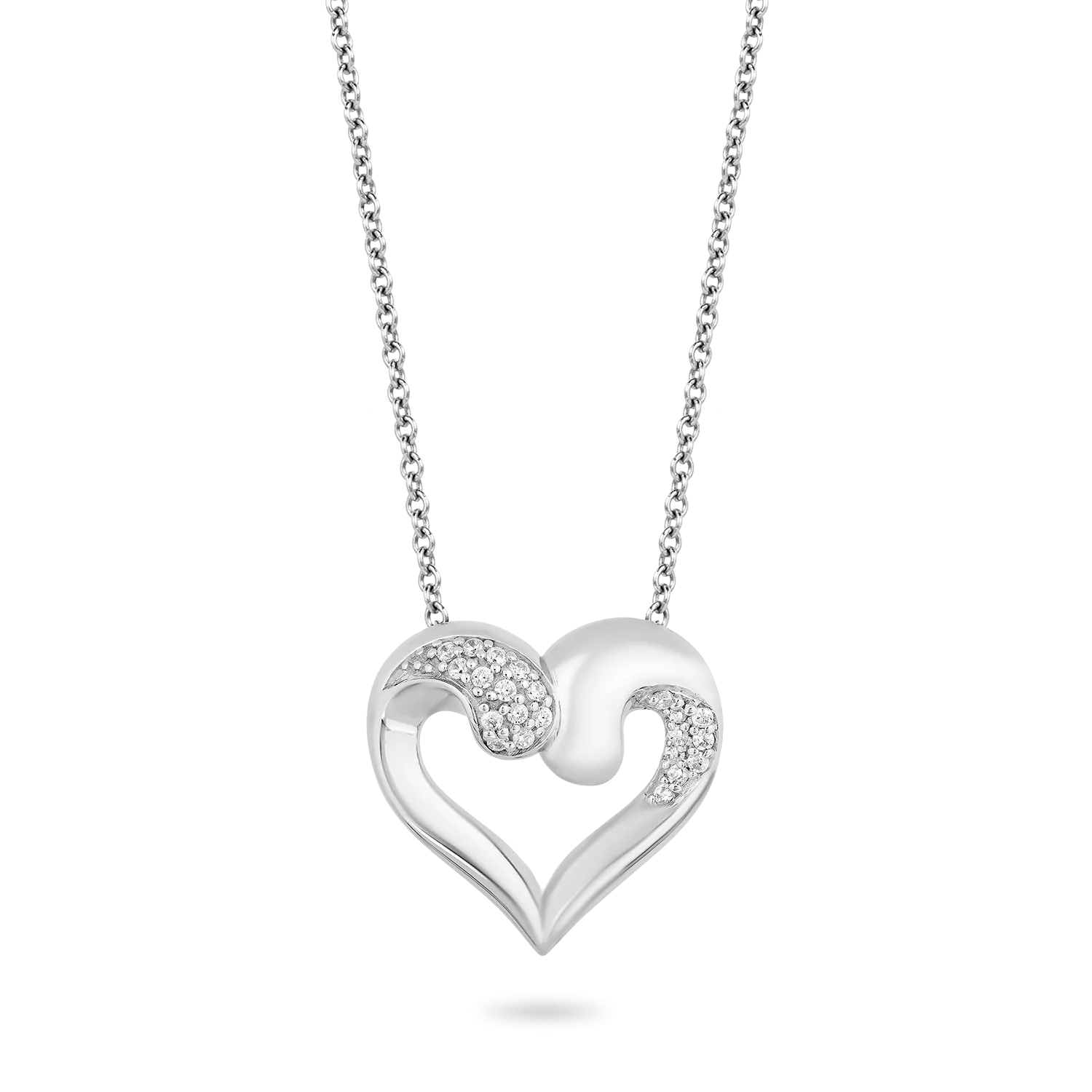 Hallmark Fine Jewelry Sparkling Heart Pendant in Sterling Silver with 1/8 Cttw of Diamonds