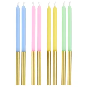 Hallmark Pastel and Gold Two-Tone Tall Birthday Candles, Set of 12