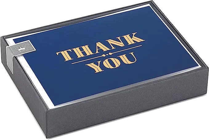 Hallmark Thank You Cards, Navy and Gold Foil (10 Cards with Envelopes)