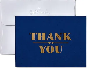 Hallmark Thank You Cards, Navy and Gold Foil (10 Cards with Envelopes)