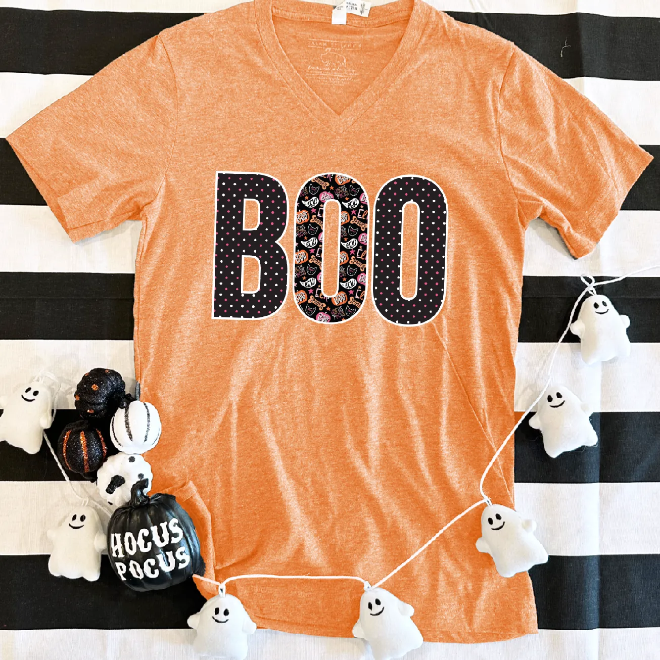 HALLOWEEN: BOO, Spooky Patterns - VNECK