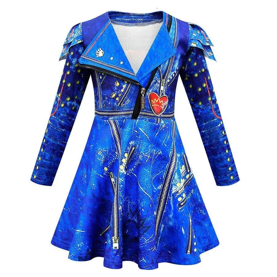 Halloween cosplay costumes Girls' fashionable printed lapel long sleeved dress Magical Art Style Children's Dress Carnival Birthday Banquet Stage Performance Dress