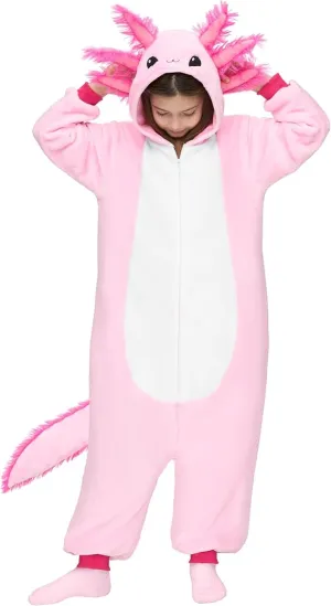 Halloween Kids Pajama for Girls, Pink Zip-Up Hooded Jumpsuit Costume