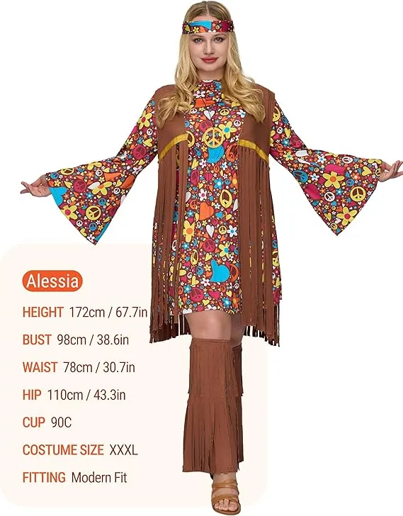 Halloween Plus Size Women Hippie Costumes