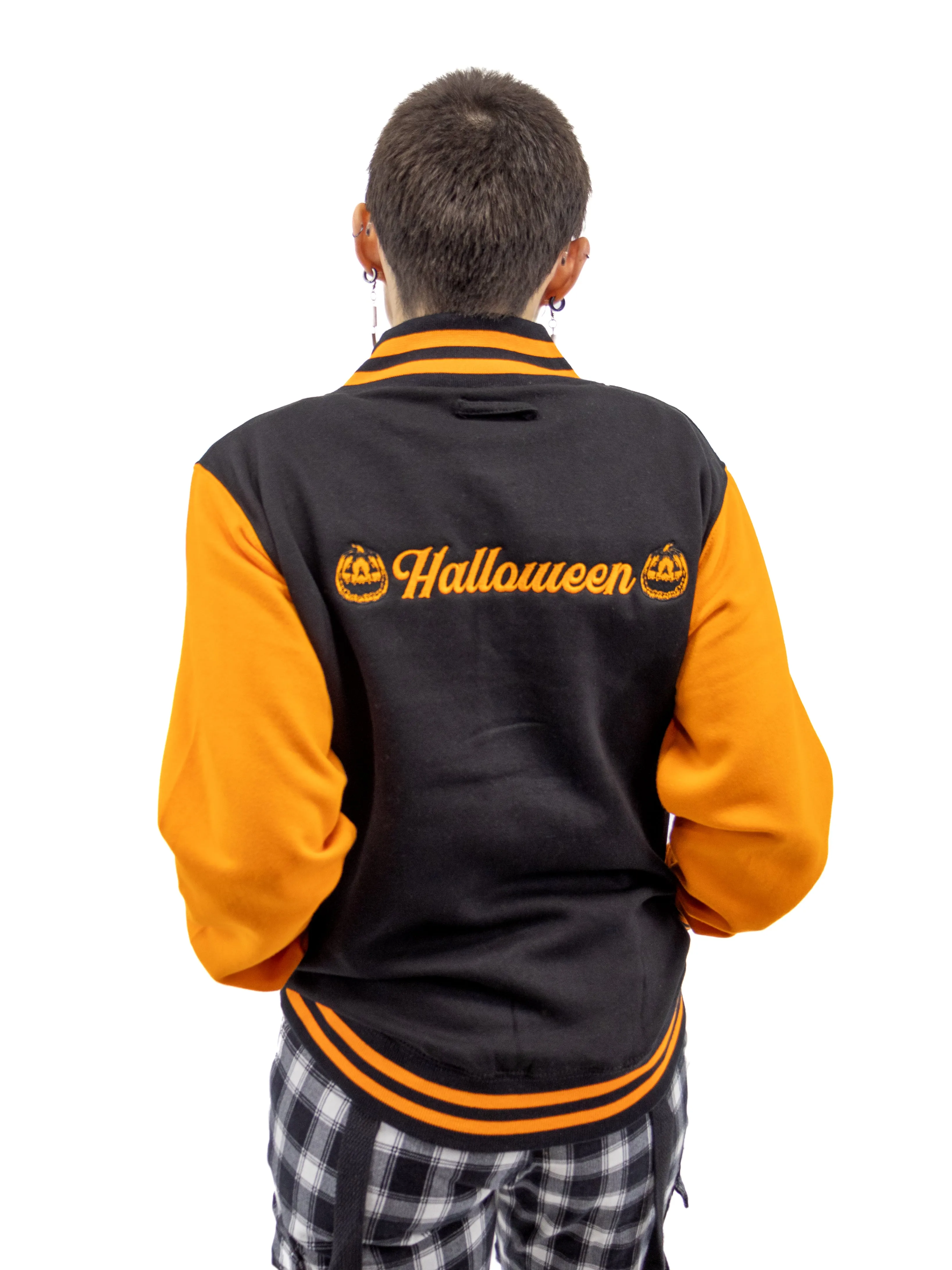 Halloween Pumpkin Black & Orange Varsity Jacket