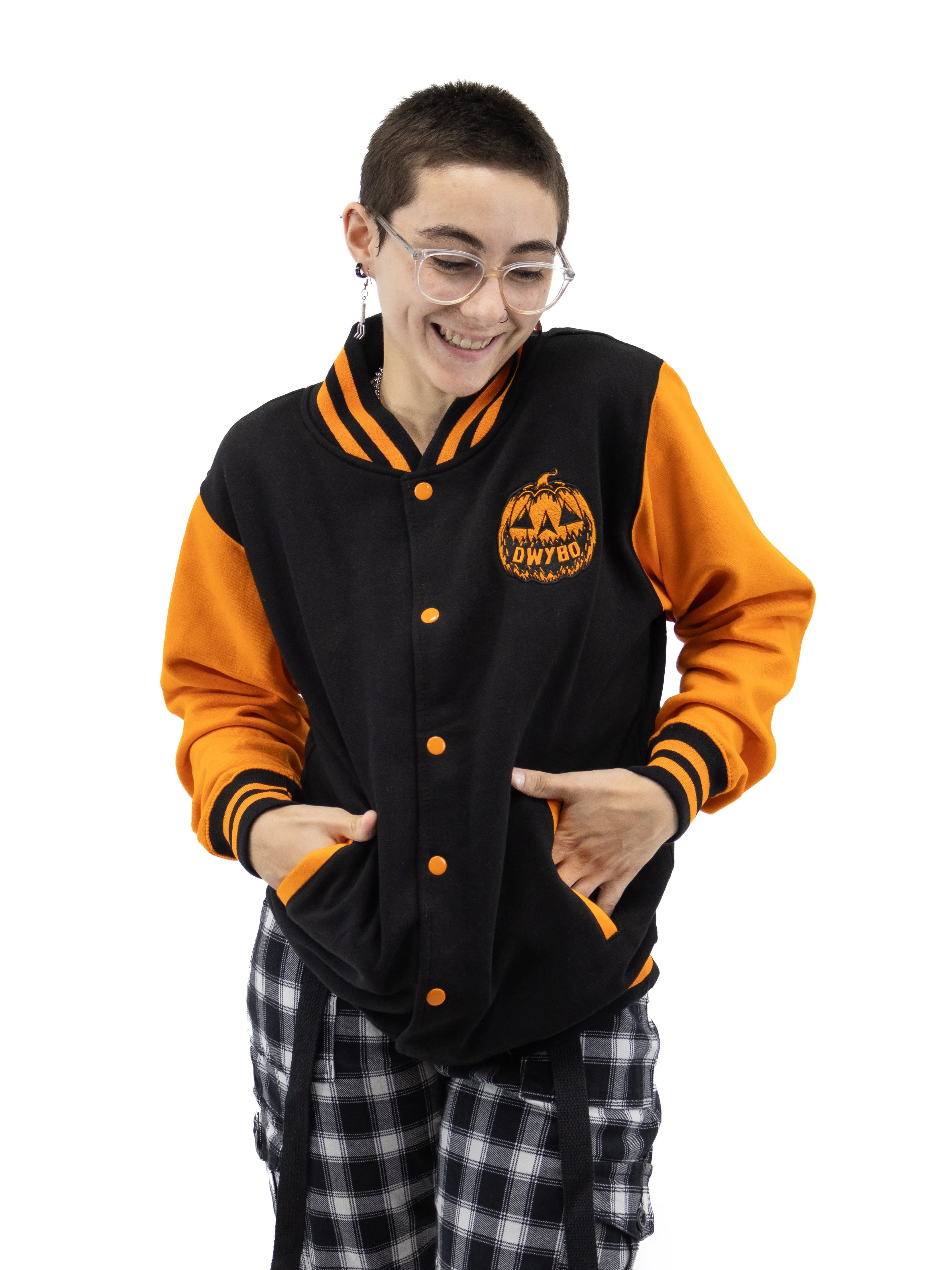 Halloween Pumpkin Black & Orange Varsity Jacket