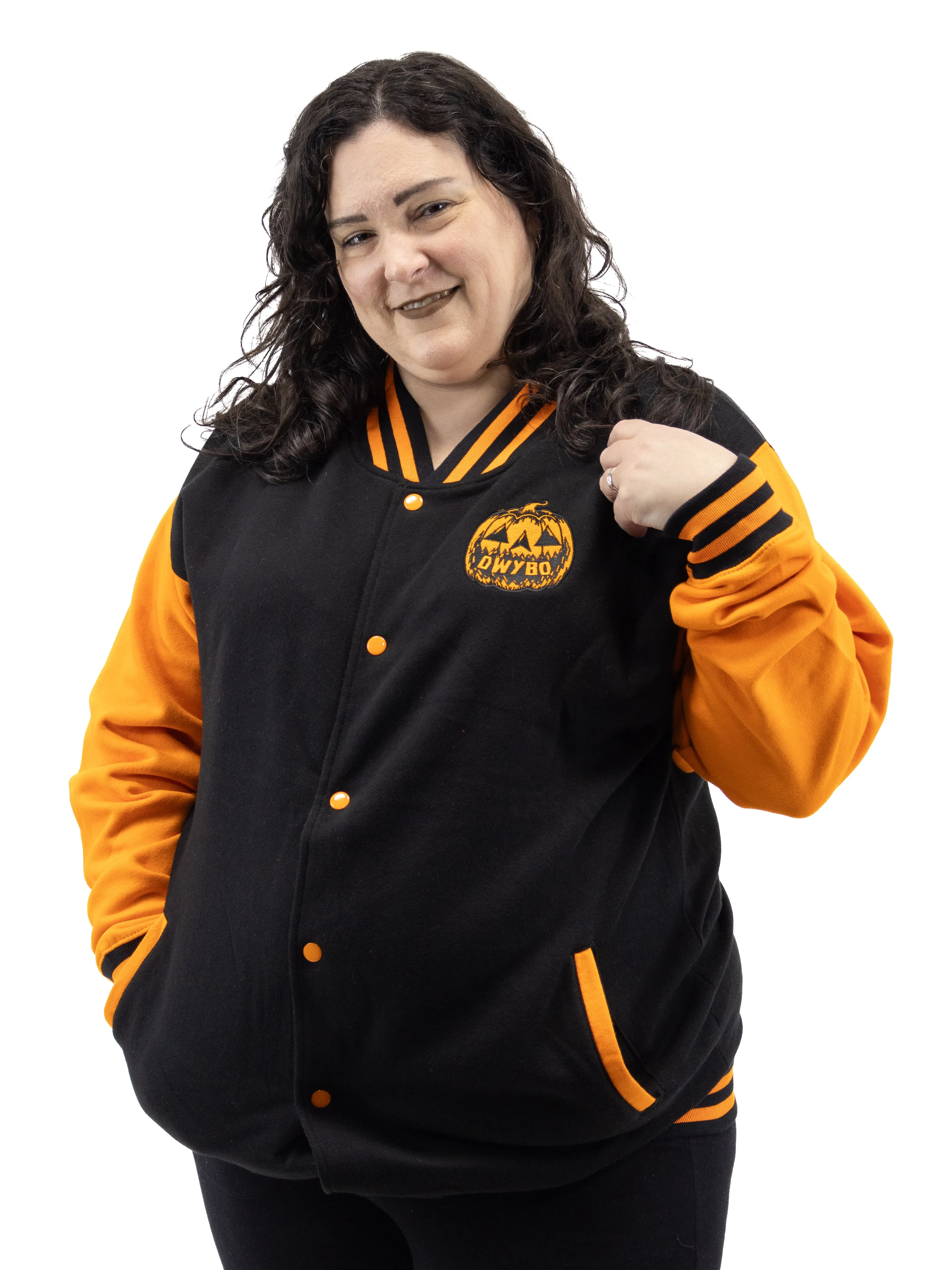 Halloween Pumpkin Black & Orange Varsity Jacket